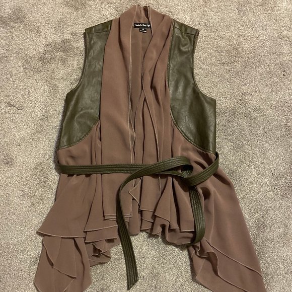 Double Zero Faux Leather and Chiffon Vest Size M - Picture 1 of 5